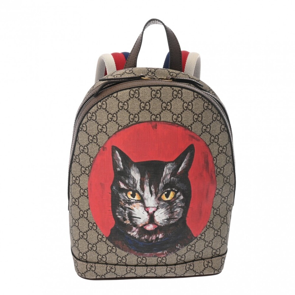 Gucci GG Supreme Mystic Cat Backpack Greige Canvas Daypack